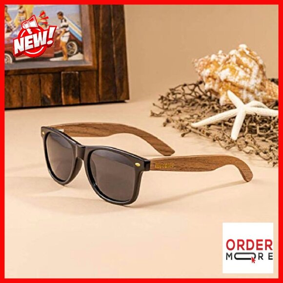 Walnut Wood Sunglasses Polarized Lenses UV Protection Unisex Fit main image 6